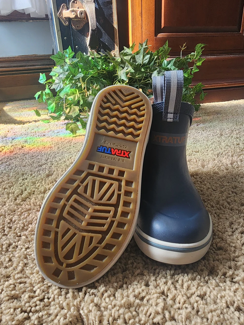 Xtratuf Kids Faux Fur Lined Navy and Tan Waterproof Rain & Snow Boots